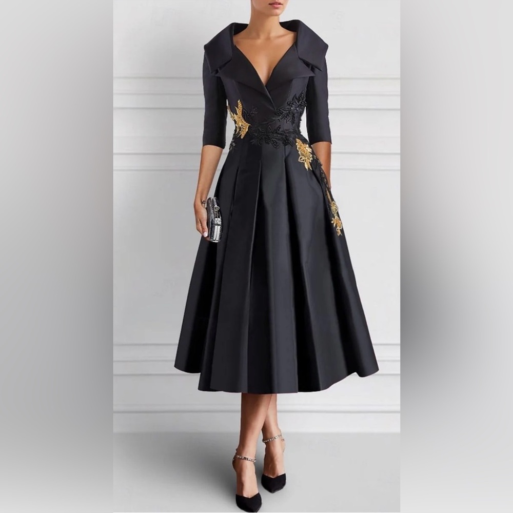 Elegant Black and Gold Women's Dress
